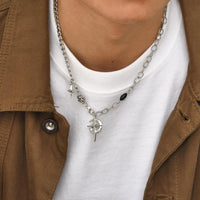 Star Moon Inlay Gem Pendant Necklace — vista posteriore