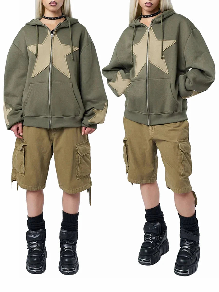 Star Print Baggy Hoodie — vista posteriore