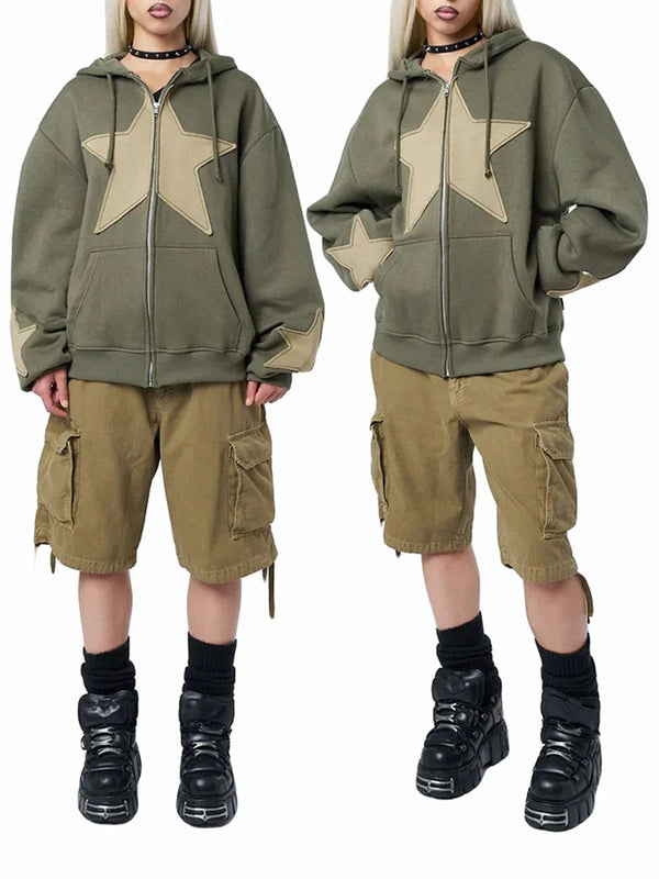 Y2K Star Print Baggy Hoodie