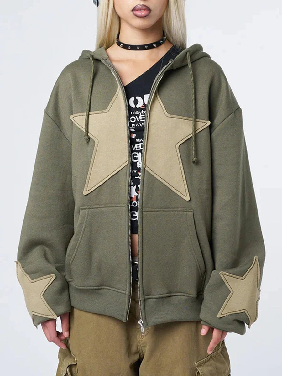 Star Print Baggy Hoodie — dettaglio