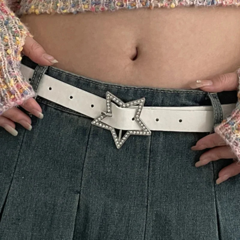 Star Sparkle Buckle Faux Leather Belt — in alternativa