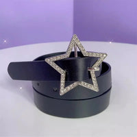 Star Sparkle Buckle Faux Leather Belt — vista laterale
