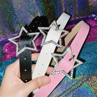 Star Sparkle Buckle Faux Leather Belt — vista completa