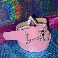 Star Sparkle Buckle Faux Leather Belt — vista frontale
