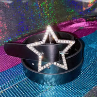 Star Sparkle Buckle Faux Leather Belt — dettaglio