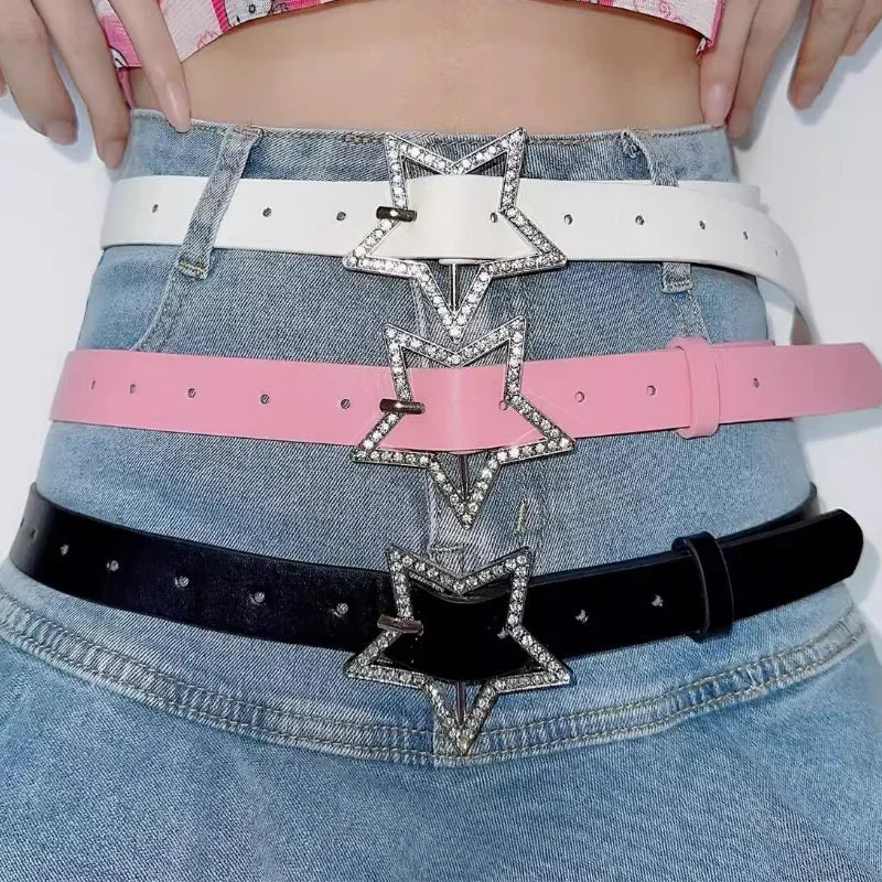 Star Sparkle Buckle Faux Leather Belt — dettaglio della stampa