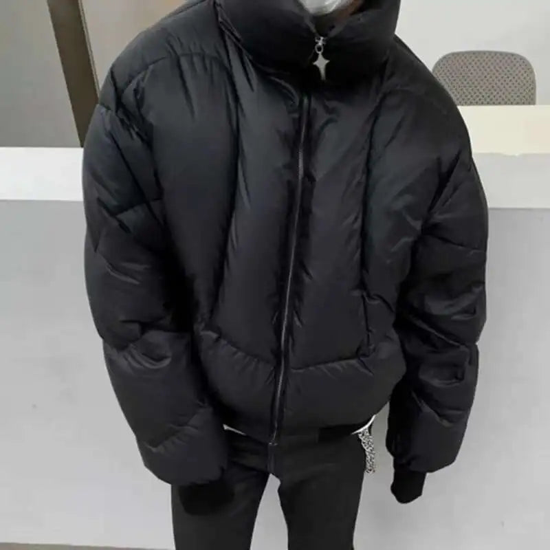 Star Zipper Padded Puffer Jacket Coat — vista laterale