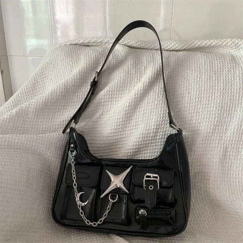 Star ry Night Faux Leather Handbag — vista frontale