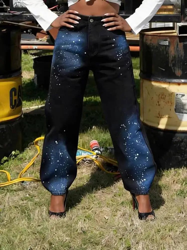 Starry Astrological Jeans — dettaglio della stampa