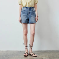 Starry Sparkle Rhinestone Denim Shorts Jorts — vista posteriore
