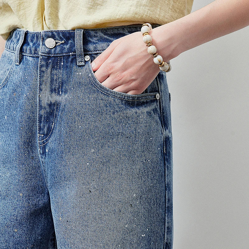 Starry Sparkle Rhinestone Denim Shorts Jorts — dettaglio