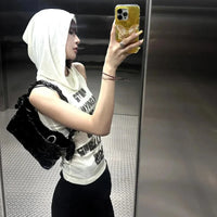 Stop Copying Me Sheer Mesh Hooded Tank Top — vista posteriore