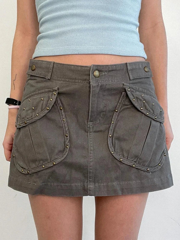Straight Cargo Low Waist Mini Skirt — vista frontale