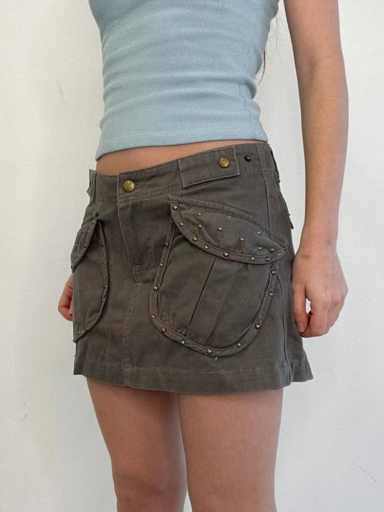Straight Cargo Low Waist Mini Skirt — vista posteriore