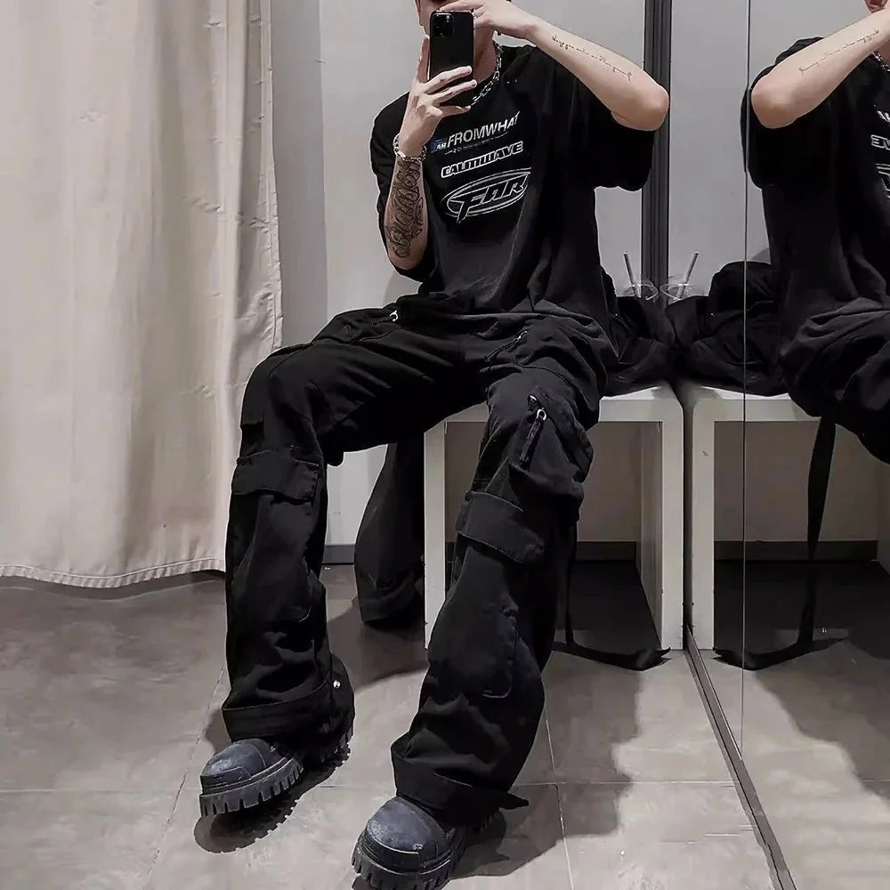 Straight Leg Baggy Cargo Trousers — dettaglio