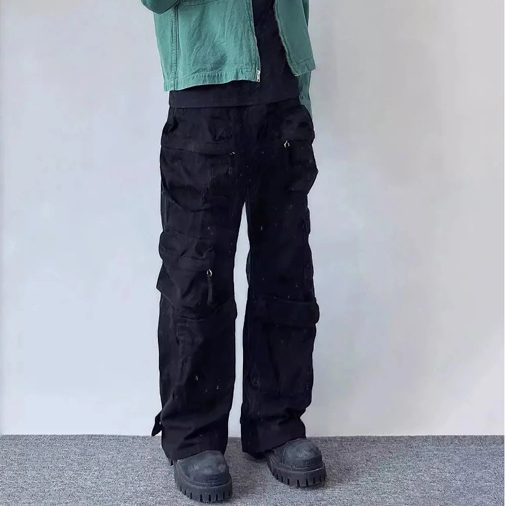 Straight Leg Baggy Cargo Trousers — vista laterale