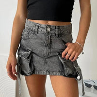 Strappy Denim Cargo Mini Skirt — vista posteriore