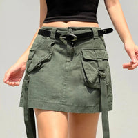 Strappy Green Cargo Mini Skirt — dettaglio