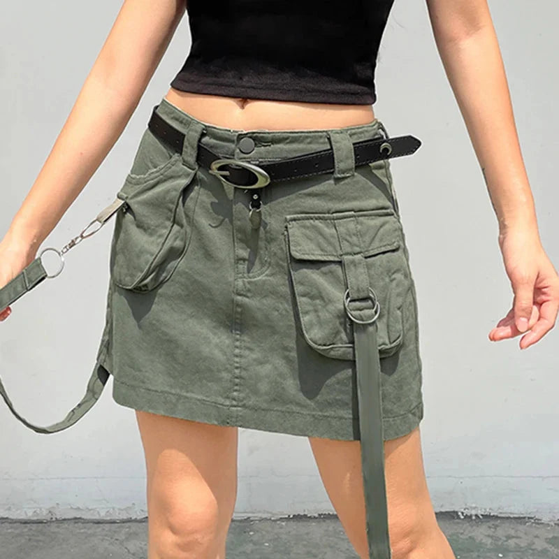 Strappy Green Cargo Mini Skirt — in alternativa