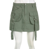 Strappy Green Cargo Mini Skirt — vista laterale
