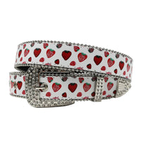 Strawberry Graphic Faux Water Diamond Rhinestone Belt — vista posteriore