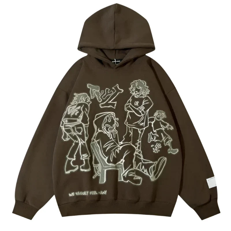 Streetwear Cartoon Hoodie — dettaglio della stampa
