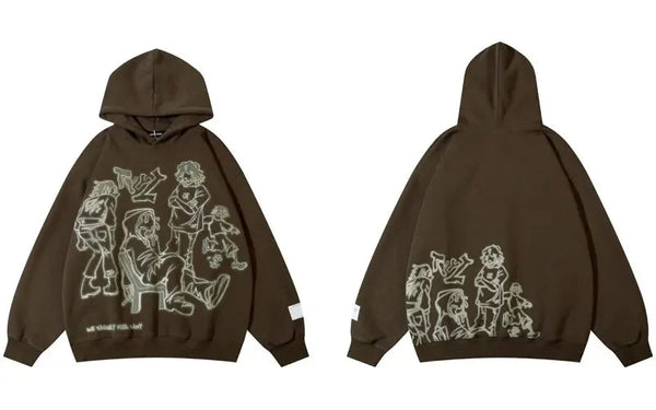 Streetwear Cartoon Hoodie — vista frontale