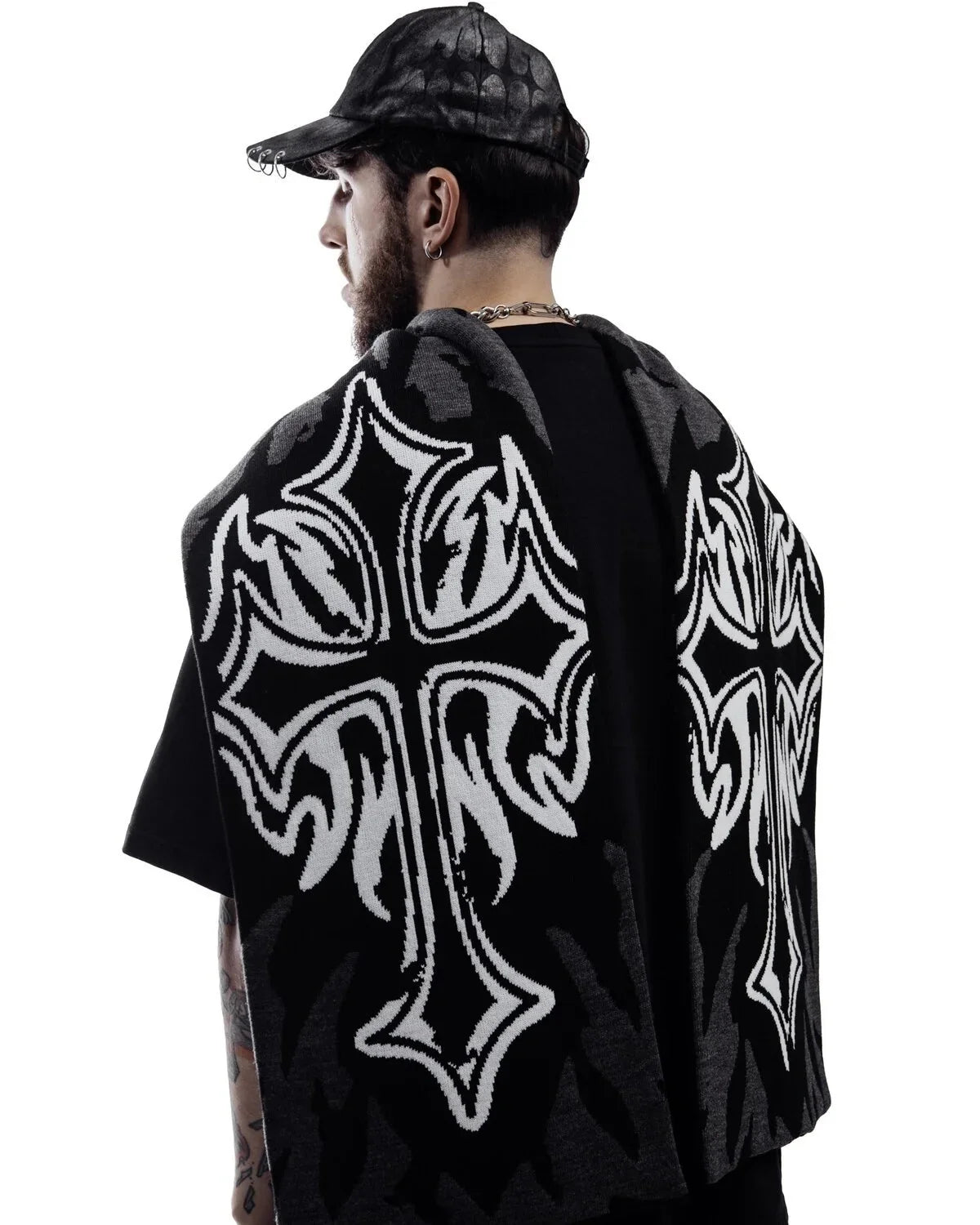 Streetwear Graphic Design Shawl Scarf — dettaglio della stampa