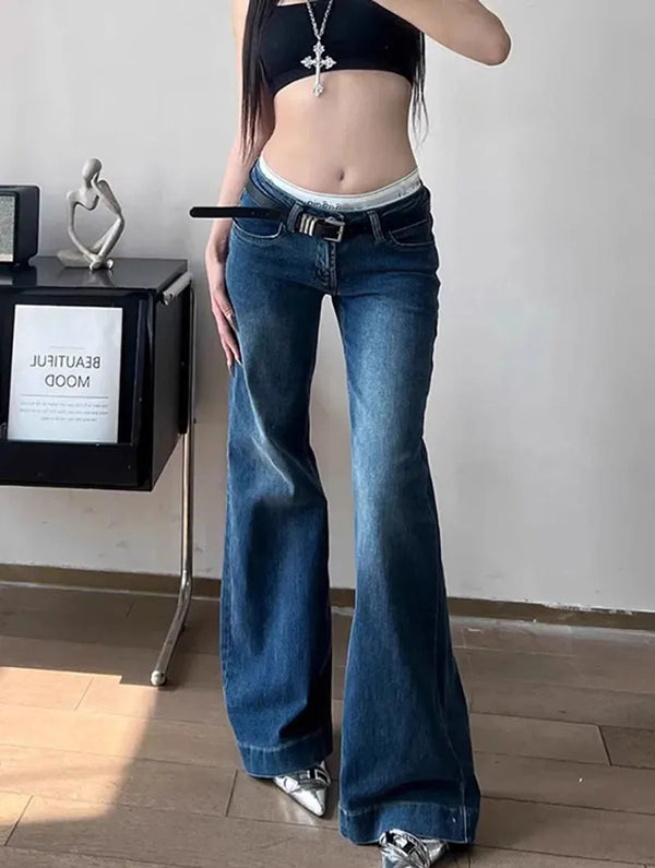 Streetwear Low Waist Flared Jeans — vista frontale