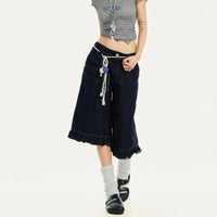 Streetwear Womens Denim Shorts Jorts — dettaglio
