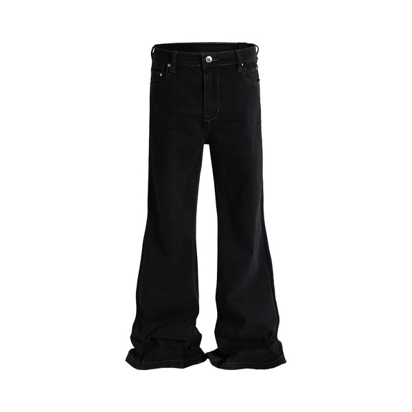Stretch Baggy Black Flared Jeans — vista frontale