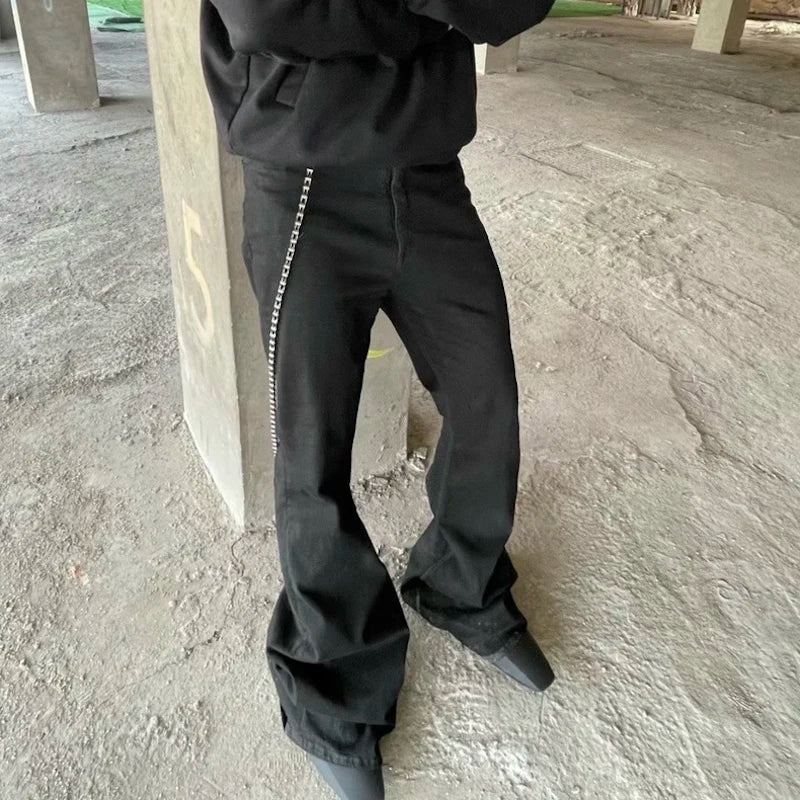 Stretch Baggy Black Flared Jeans — vista posteriore