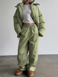 Striped Cotton Coat Trouser Suit Sets — vista posteriore