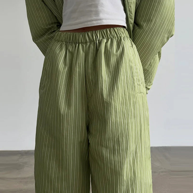Striped Cotton Coat Trouser Suit Sets — vista posteriore