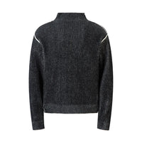 Striped High Neck Knitted Sweater — vista laterale