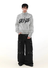 Striped High Neck Knitted Sweater — dettaglio della stampa