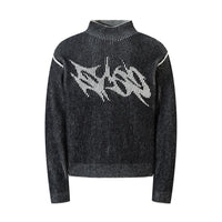 Striped High Neck Knitted Sweater — vista posteriore