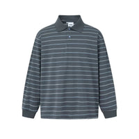 Striped Long Sleeve Polo Shirt — vista frontale