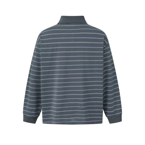 Y2K Striped Long Sleeve Polo Shirt