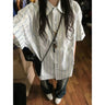 Y2K Striped Short Sleeve Button Up Blouse Shirt