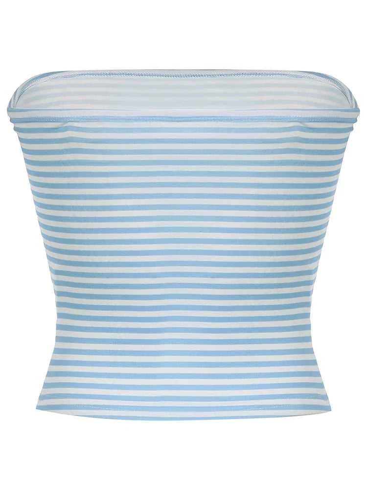 Striped Strapless Bandeau Tube Top — dettaglio del tessuto