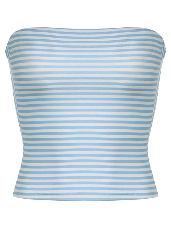Striped Strapless Bandeau Tube Top — vista frontale