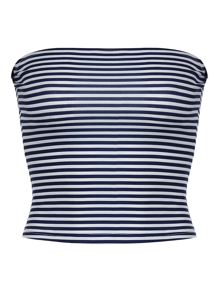 Striped Strapless Bandeau Tube Top — vista posteriore