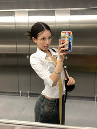 Striped Three Quarter Slim Button Up Shirt — in alternativa
