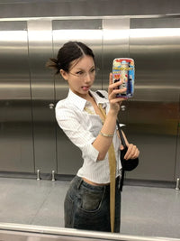 Striped Three Quarter Slim Button Up Shirt — in alternativa