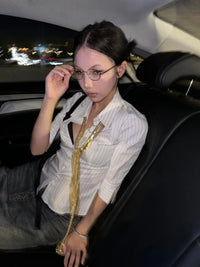 Striped Three Quarter Slim Button Up Shirt — dettaglio della stampa