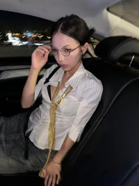 Striped Three Quarter Slim Button Up Shirt — dettaglio della stampa