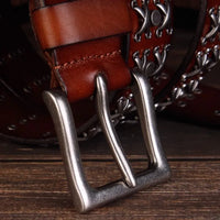 Studded Cross Stitch Rivet Genuine Leather Belt — in alternativa