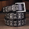 Y2K Studded Cross Stitch Rivet Genuine Leather Belt
