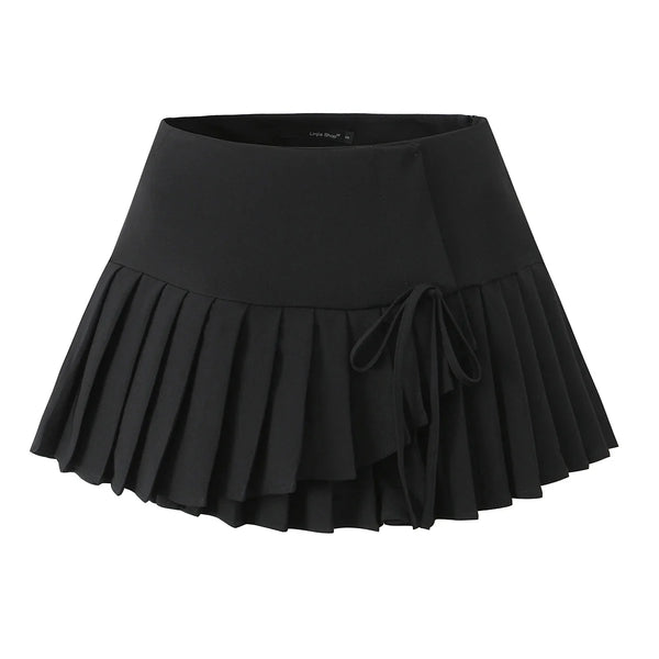 Summer Preppy Pleated Mini Skirt — vista frontale